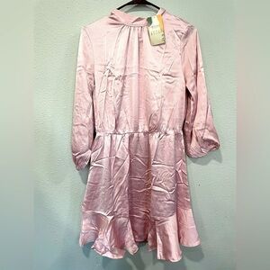 NWT BTFBM Satin pink dress with bow tie detail